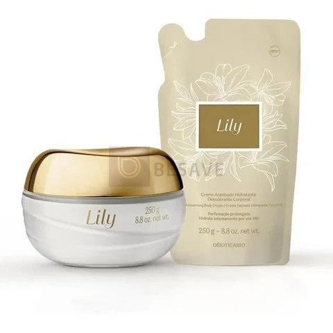 Combo Creme Acetinado Hidratante Desodorante Corporal Lily + Refil 200g