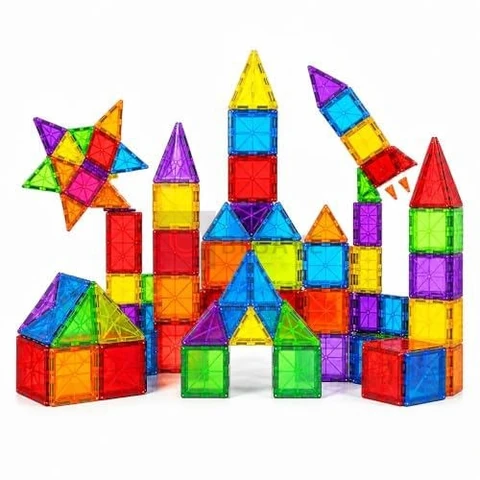 Mini Blocos Magnéticos Infantil de Montar 56 Peças Brinquedo Educativo STEM