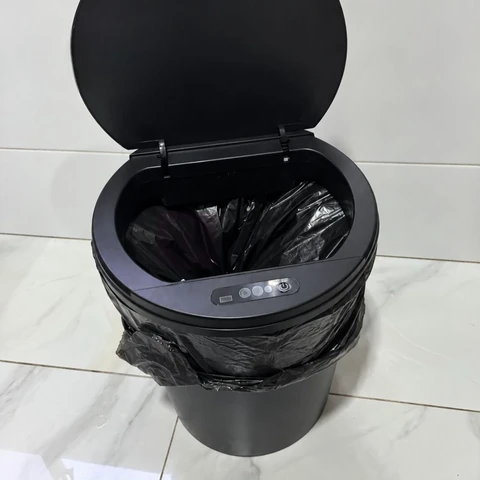 Lixeira Inteligente Automática Redonda Recarregável USB‐C Sensor para Cozinha Banheiro Escritório