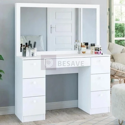 Penteadeira Ditália 7 Gavetas Pe-80 Branco Uv Acetinado