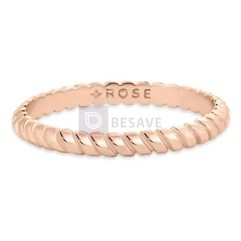 Anel Life Textura Em Liga Rosé Com Banho De Ouro Rosé 18k