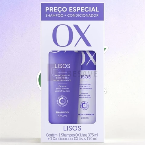 Kit OX Lisos Shampoo 375ml + Condicionador 170ml | Liso Alinhado e Sem Frizz