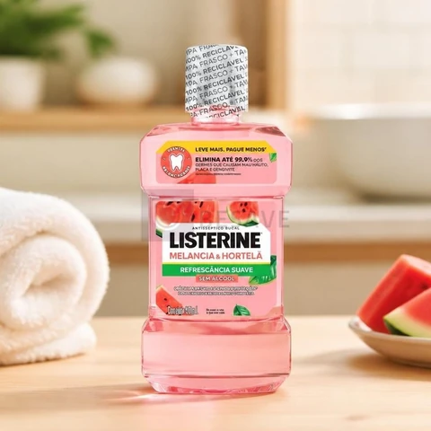 Enxaguante Bucal Listerine, Sem Álcool, Melancia e Hortelã, 500ml