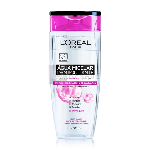 Água Micelar Bifásica L'Oréal Paris Solução de Limpeza 5 em 1, 200ml