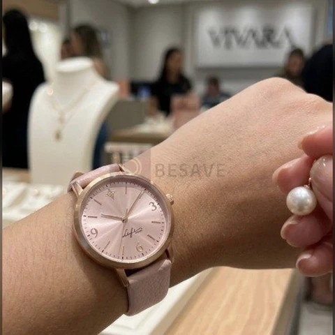 Relógio Life Realizações Feminino Couro Rosé Rosé