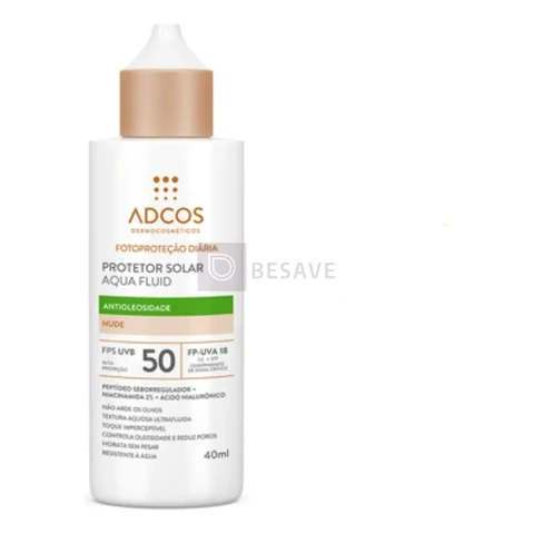 Protetor Solar Facial Adcos Aqua Fluid Fps50 Nude 40ml