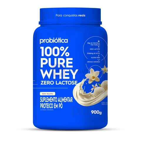 100% Pure Whey Zero Lactose (900g), Baunilha, Probiótica