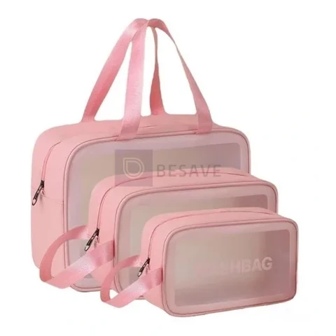 Necessaire Sem Gênero Washbag Kit Necessaires Rosa Liso