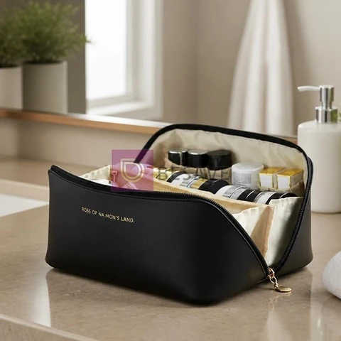 Bolsa Necessaire Porta Maquiagem Higiene Organizador Viagem Trabalho Faculdade Academia Unissex Feminino Moda Blogueira Marca Lemon Shark Cor Preta