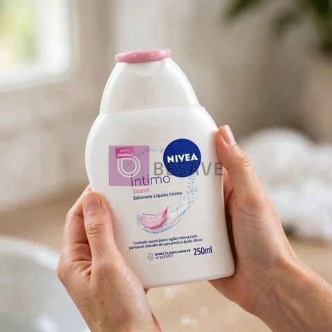 NIVEA Sabonete Líquido Íntimo Suave 250ml, Limpeza Delicada, Mantém pH Natural, Extrato de Camomila, Cuidado Calmante, Uso Diário
