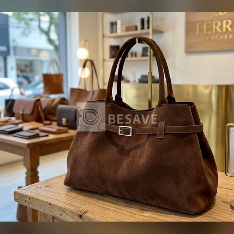 Dazzy Bolsa Tote de Camurça Marrom Ombro Feminina com Alças Formato Espaçoso Tote Fecho de Ímã Seguro