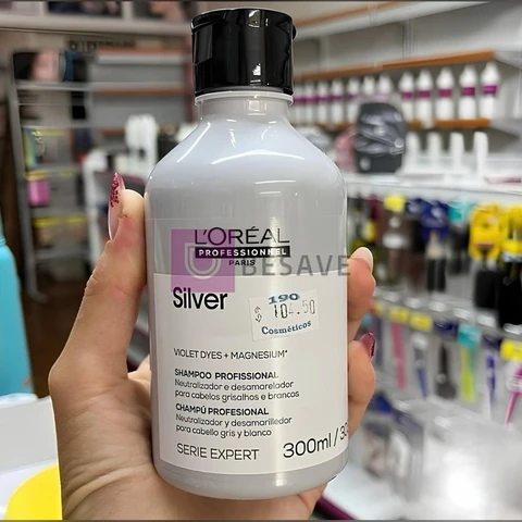 L'Oreal Professionnel Shampoo Silver, Neutraliza Tons Amarelos Indesejados, Com Pigmentos Roxo, Para Cabelos Brancos e Grisalhos, Promove Brilho & Maciez, 300ml