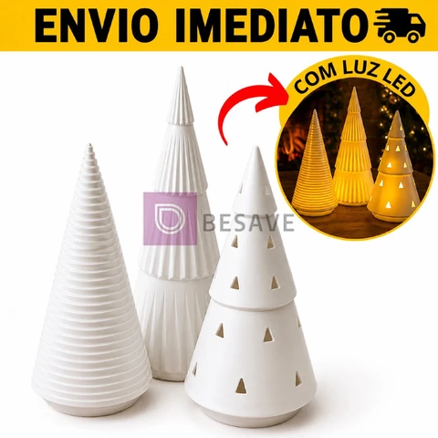 Kit 3 Mini Árvores De Natal Led 15cm Decorativas Enfeite Natal