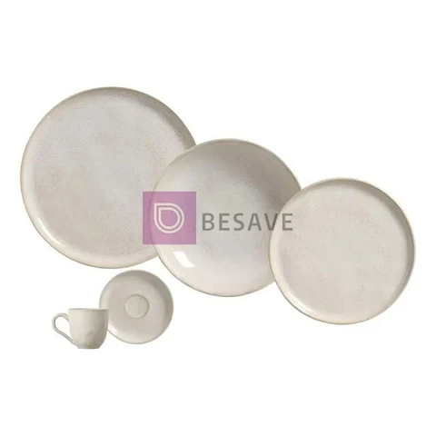 Aparelho de Jantar 30 Peças Porto Brasil Bio Latte Grés Off-White