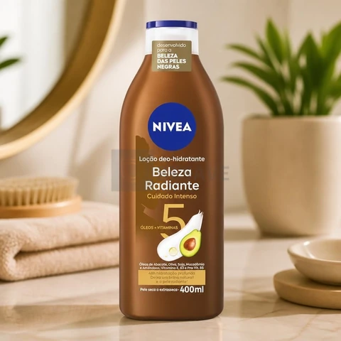 NIVEA Hidratante Desodorante Beleza Radiante Cuidado Intenso 400ml - Desenvolvido especialmente para a beleza da pele negra, ajuda na reparação das áreas ressecadas