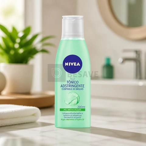 NIVEA Tônico Facial Controle do Brilho 200ml, Tonifica e,Pele Mista e Oleosa