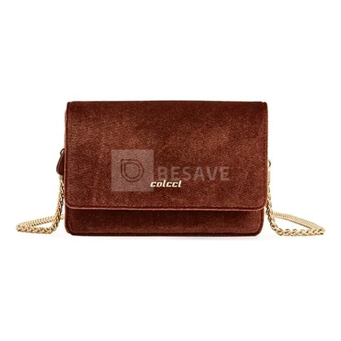Bolsa Transversal Colcci Feminina Veludo Marrom 090.01.11959
