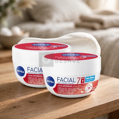 NIVEA KIT Creme Facial Antissinais Ultraleve 7 em 1 100g - 2 Unidades