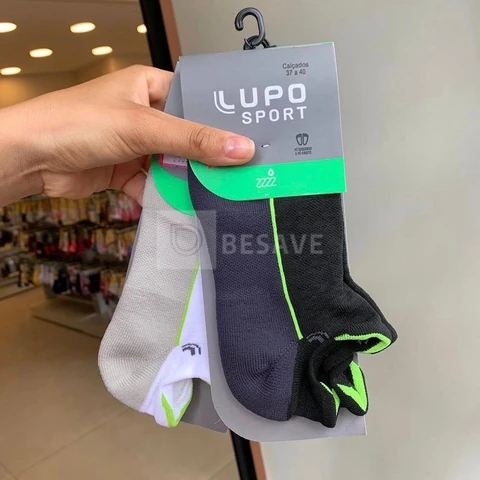 Kit 3 Meias Corrida Cano Curto Running Lupo Anti Bolha 15422