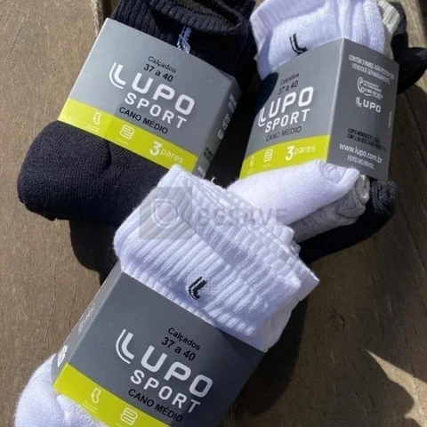 Kit 6 Pares Meias Lupo Cano Médio Esportivas Academia