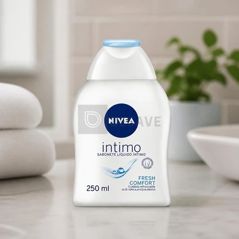 NIVEA Sabonete Líquido Íntimo Fresh Comfort 250ml, Limpeza Suave, Mantém pH Natural, Aloe Vera, Cuidado Refrescante, Uso Diário