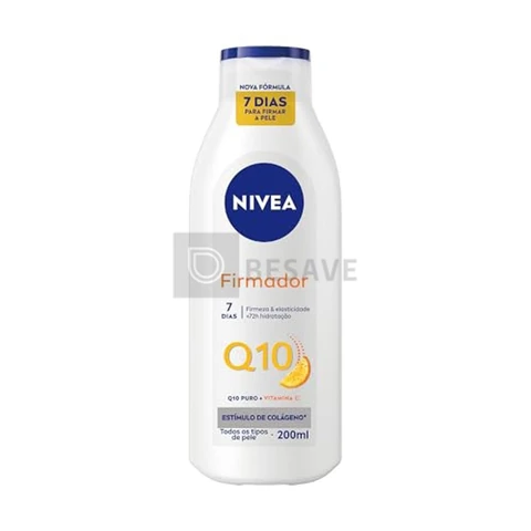 NIVEA Loção Hidratante Firmador Q10 + Vitamina C 200ml, Hidratação Intensa 48h, Pele Firme e Elasticidade, Corporal, Todos os Tipos de Pele