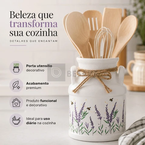 Porta Utensílios em Cerâmica Resistente, Design Moderno Decorativo para Organização da Cozinha