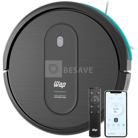 WAP Aspirador de Pó Robô ROBOT W400 3 em 1, Automático, 300ml, Compatível com Assistentes de Voz, 30W 10,8VDC Bivolt