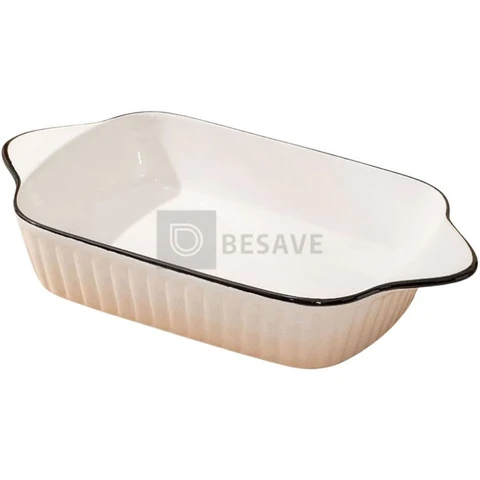 Refratário de Cerâmica Retangular com Alças Branco 26X14cm