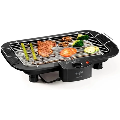 Churrasqueira Elétrica De Mesa Bbq Show Elgin 110V Com controle de temperatura, bandeja anti-fumaça e grelha removível