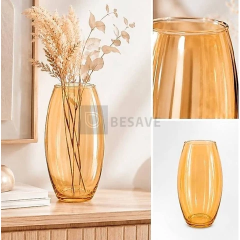 Vaso Decorativo Romeu Âmbar em Vidro Transparente Elegância para Sua Decoração