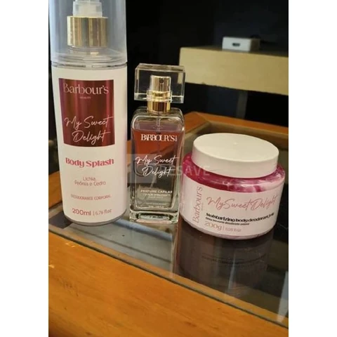 Kit Body Splash Geleia Hidratante Perfume Capilar My Sweet Delight Barbour's Beauty Corporal