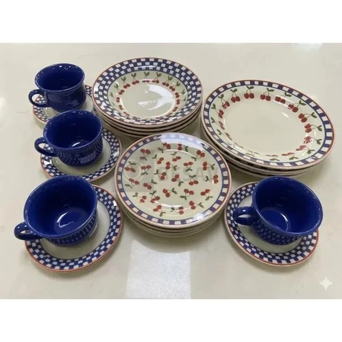 Aparelho de Jantar Cerâmica Biona Donna Jardim de Cerejas 20 Peças