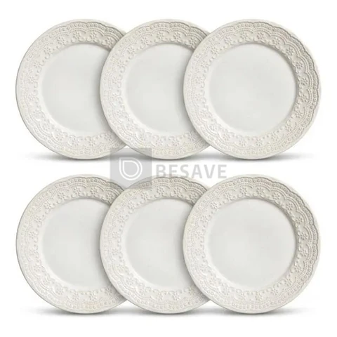 Kit 6 Pratos Jantar Raso Madeleine 2ª L Porto Brasil