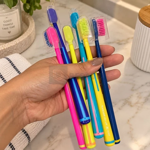 ToyaDent Escova de Dente, Pacote com 6 Unidades – Ideal para Família, 6 Cores