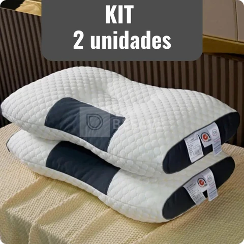 Kit 2 Travesseiro Cervical Ortopédico Ergonômico Confortavel Alivia Dores Coluna Postura Macio Premi