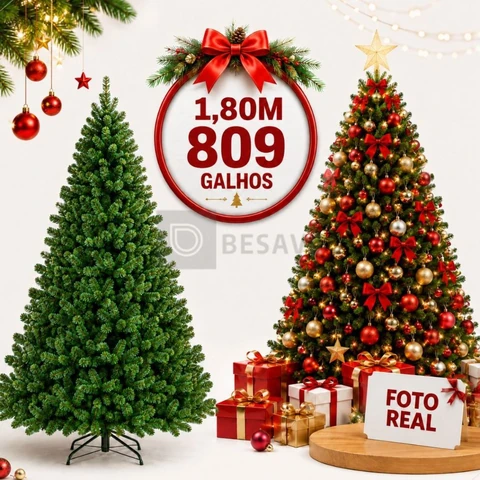 Árvore De Natal Pinheiro 1.80m 2.10m 2.40m 3.00m Super Cheia Premium Luxo Galhos Cheios Verde