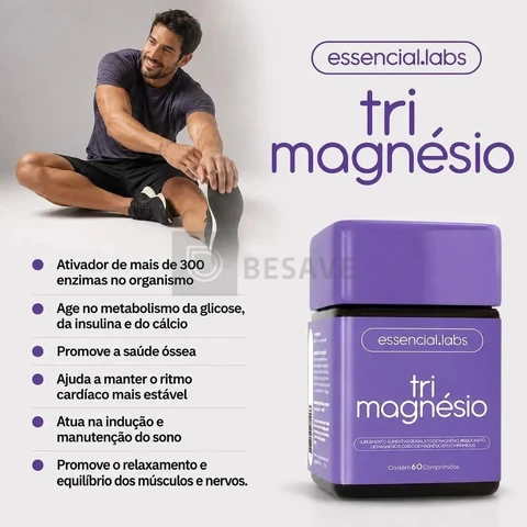 TRI MAGNÉSIO - Dimalato + Bisglicinato + Óxido - A Combinação Perfeita de 3 Magnésios com Máxima Pureza e Concentração - 30 Doses