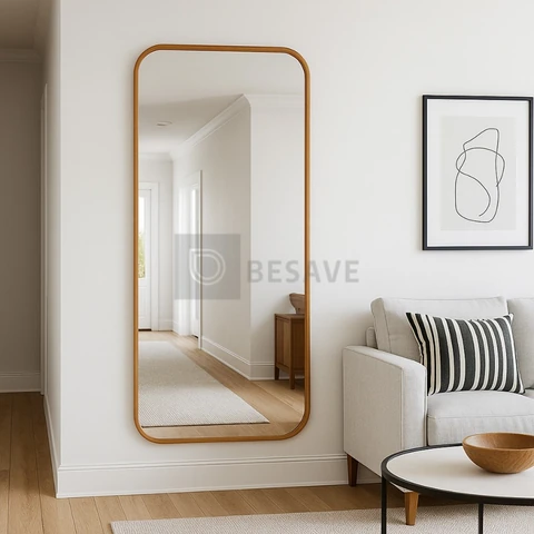 Espelho Orgânico Retangular 53x110cm Grande Moderno Decorativo Para Parede Sala Quarto Banheiro