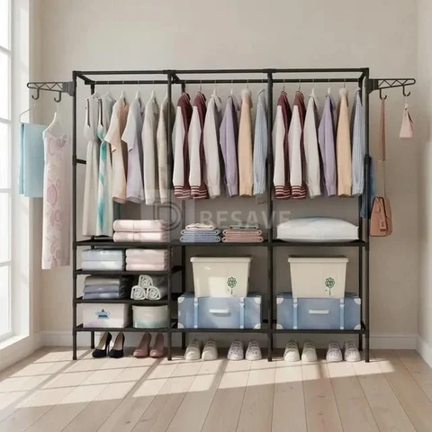 Arara Cabideiro Closet Roupas Sapateira Cabides Triplo