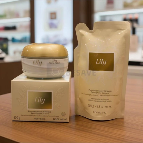 Combo Creme Acetinado Hidratante Desodorante Corporal Lily + Refil 200g