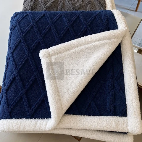 Cobertor Manta De Casal 2,00x1,80 Canelada Sherpa Cores