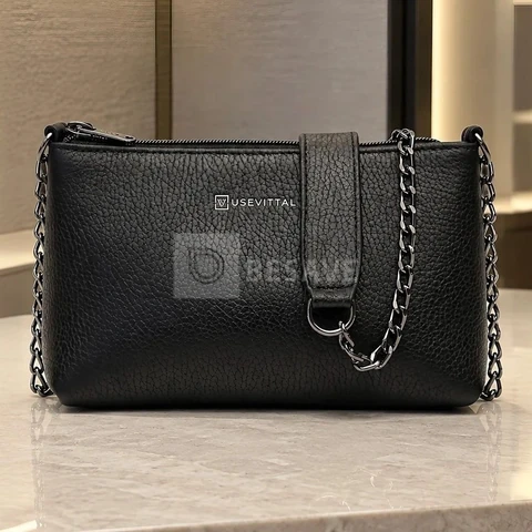 Bolsa Feminina Couro Vittal Annelise Alça Corrente Compacta