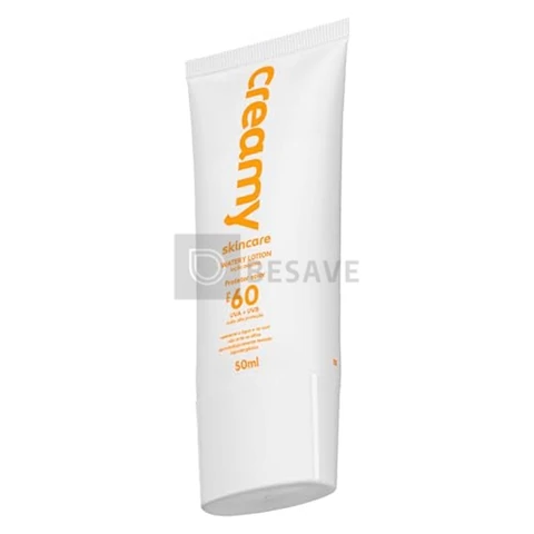 Creamy Skincare Protetor Solar 50g | FPS 60, Watery Lotion, Toque Seco, Efeito Matte, Rápida Absorção, Resistente à Agua e Suor | Fórmula Inodora, Todos os Tipos de Pele