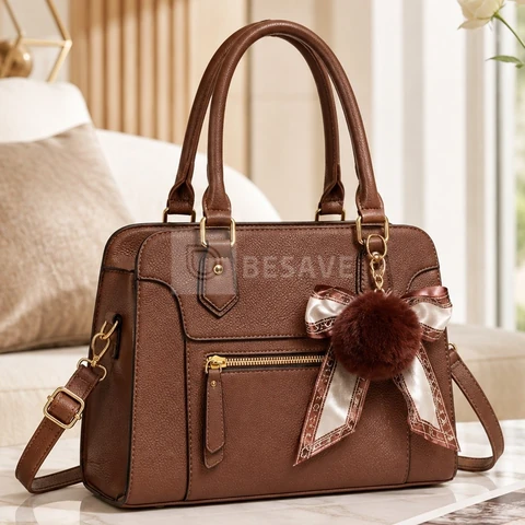 Bolsa Feminina Com Laço Pompom Alça Transversal Removivel Bolsa De Mão Casual Elegante Varias Cores