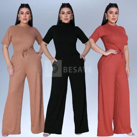 Conjunto Feminino Blusa Calça Pantalona Social Premium