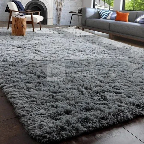 Tapete Decorativo Felpudo 2,00x1,50 Sala Quarto Escritório Cor Cinza Liso Pelo Alto Casa Laura Enxovais