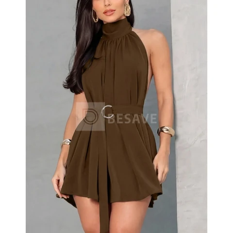 Vestido Curto Feminino Gola Alta Frente Unica Soltinho Verão