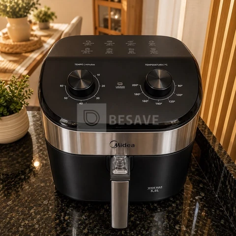 Fritadeira Air Fryer 4,5l Widemax Com Interior De Alumínio 1500w Midea 220V