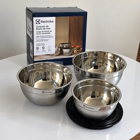 Conjunto Bowls Tigelas Inox Com Tampa Plástica - Electrolux